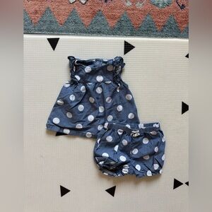 Carter's|Baby girl two piece matching set in Blue & White Polka Dot•top & shorts